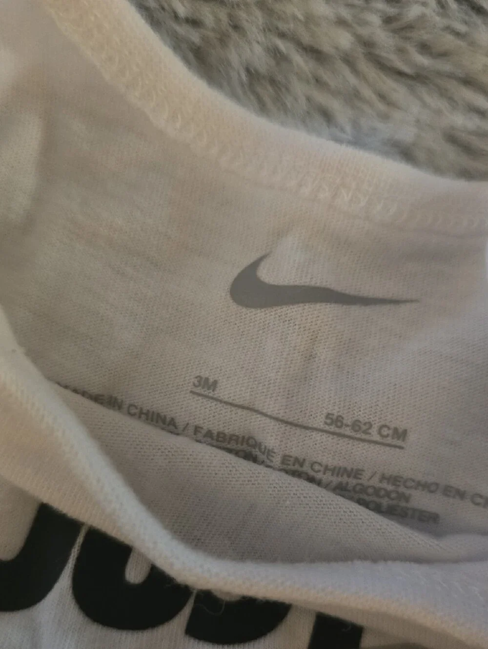 Nike White 'Just Do It' One-Piece with Gray Striped Hat & Pants